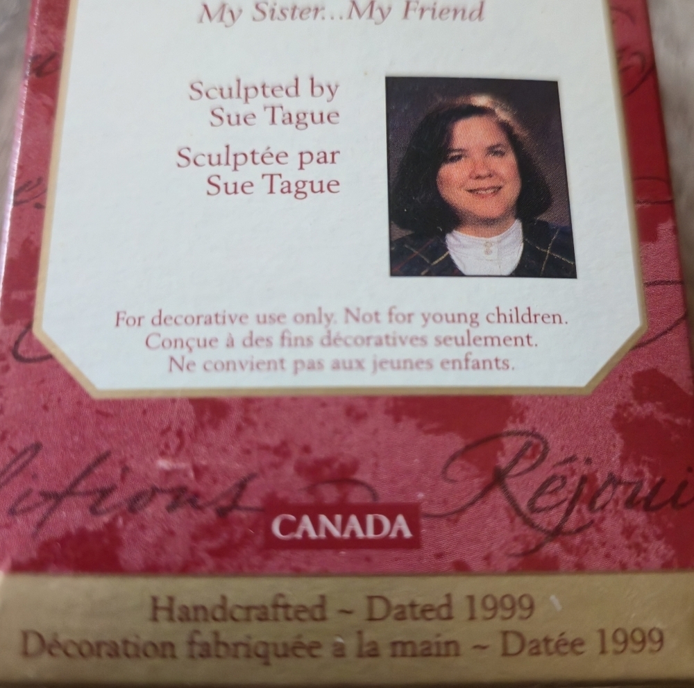 Hallmark Keepsake 1999 Christmas Ornament Sister to Sister "My Sister My Friend" - Picture 5 of 8